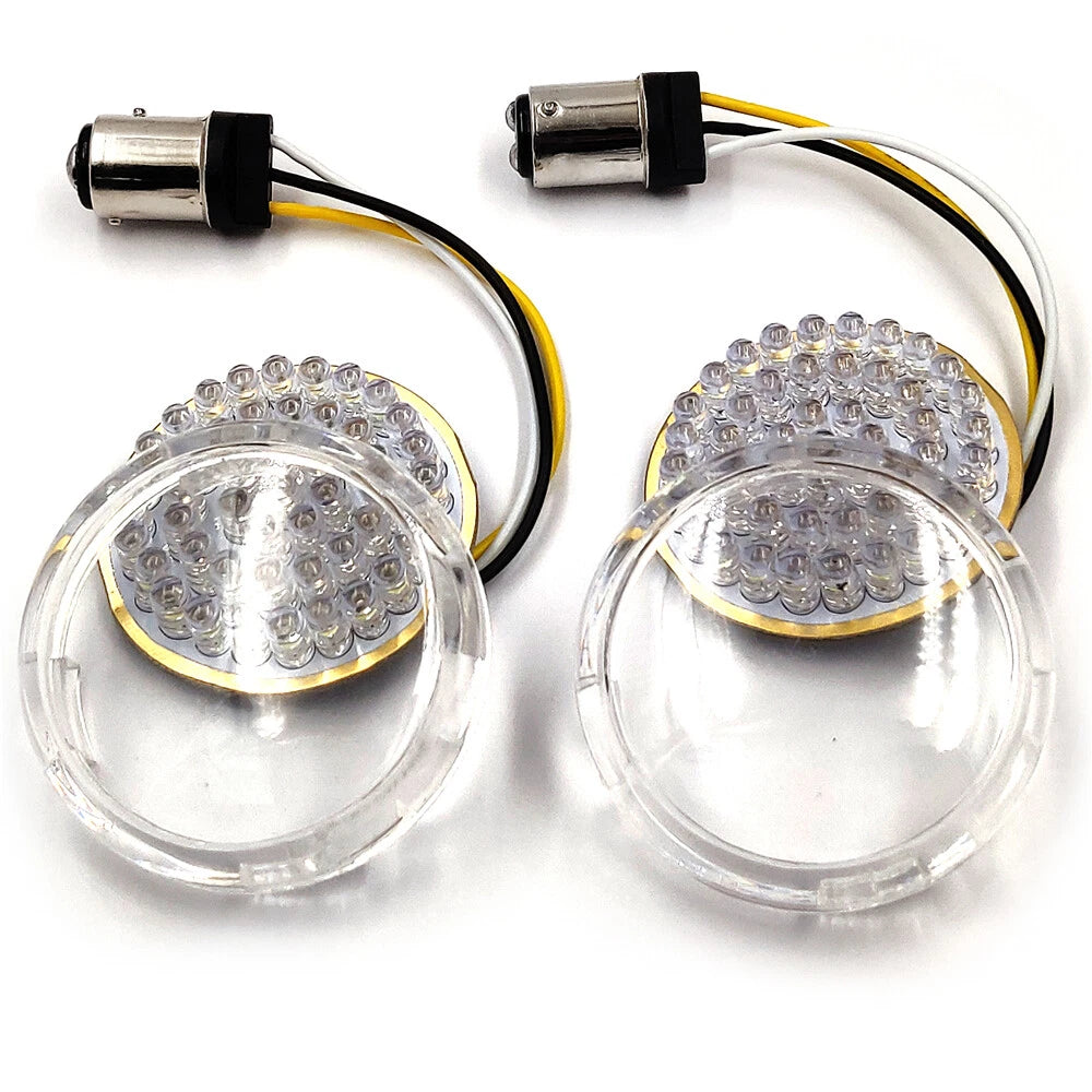 2X 1157 Bullet White/Amber LED Turn Signal Insert for Harley