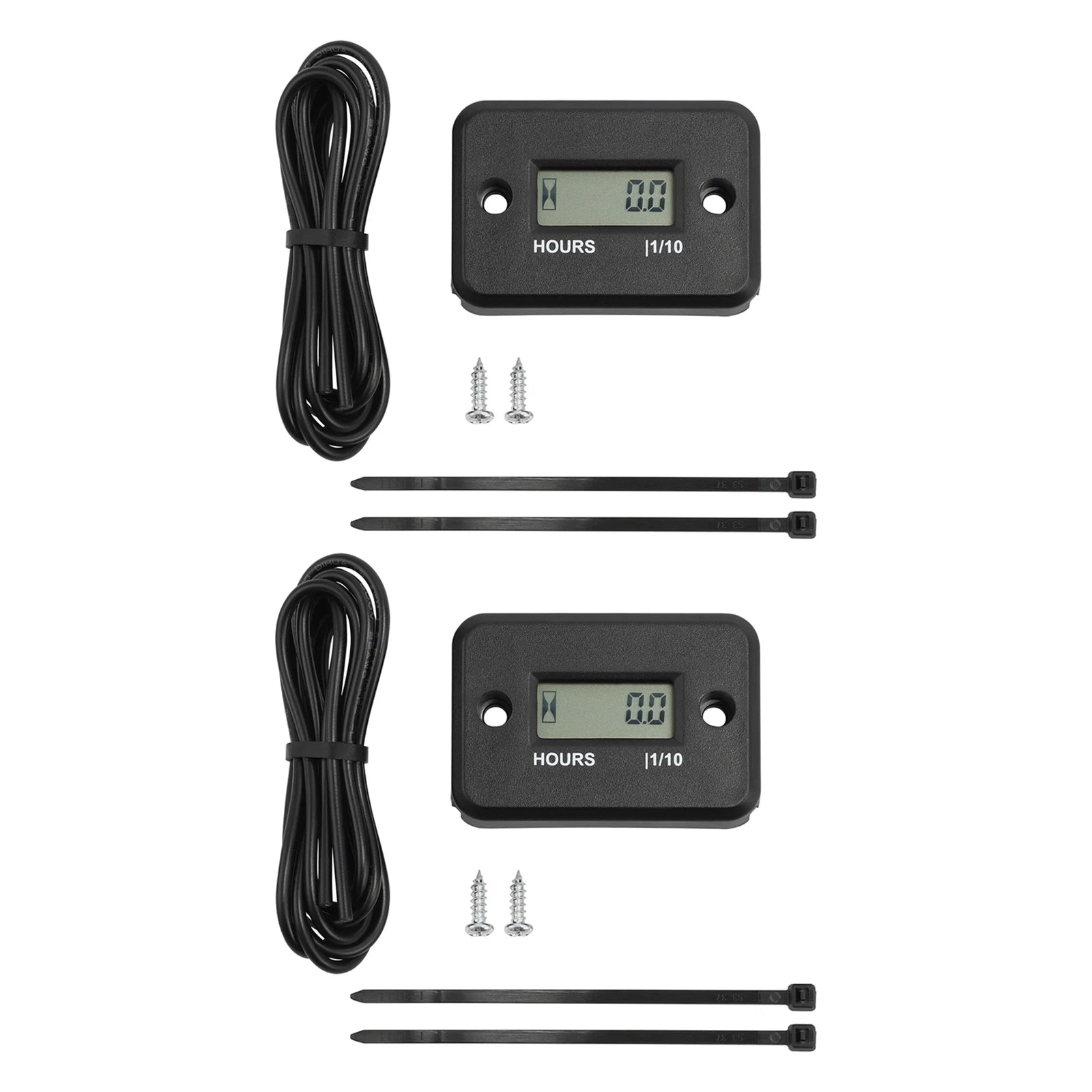 2X Digital Hour Meters for ATV Snowmobile Boat Dirt Bike (Waterproof LCD)
