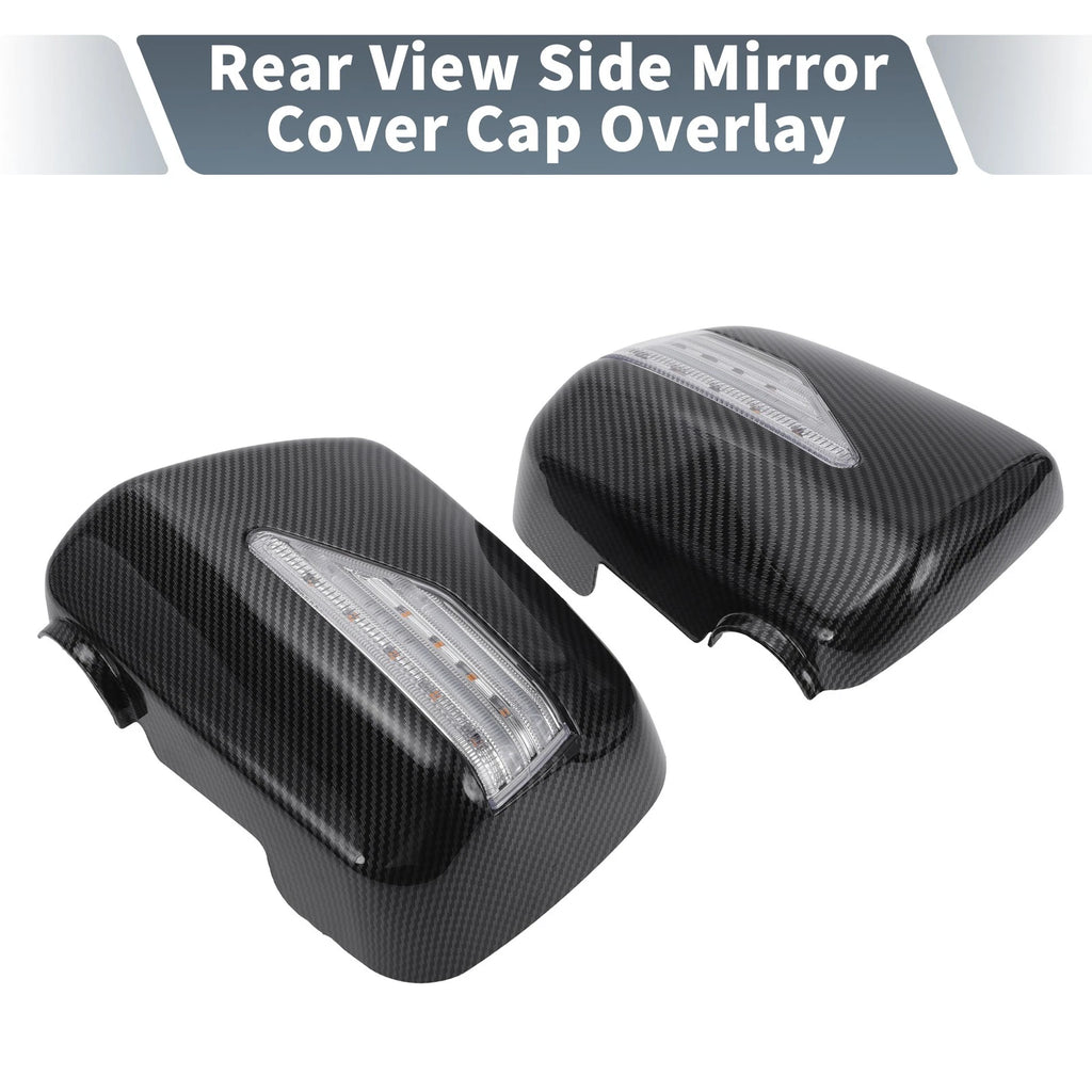 Pair Rearview Mirror Cover Overlay with LED Black Carbon Fiber for Lexus RX300 (1999–2003)