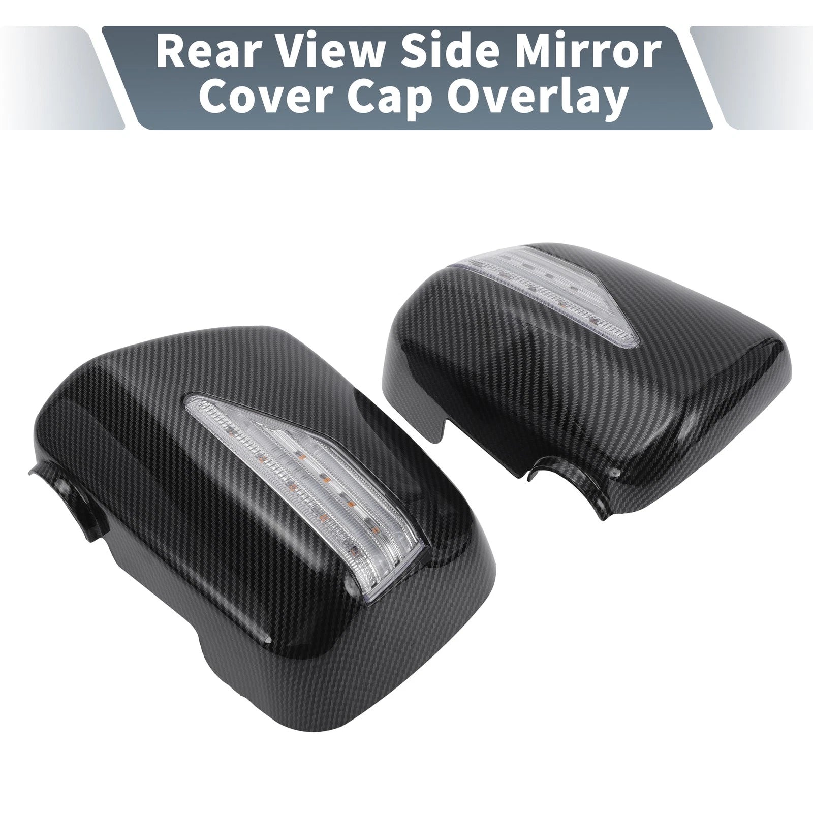 Pair Rearview Mirror Cover Overlay with LED Black Carbon Fiber for Lexus RX300 (1999–2003)