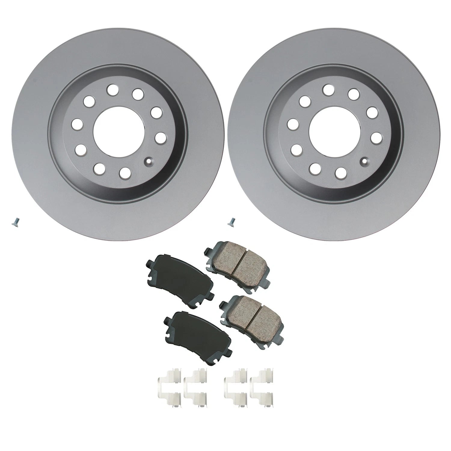 Set of 2 Hella Rear Rotors & Akebono EURO Ceramic Brake Pads for Audi A6 Quattro (2005–2011)