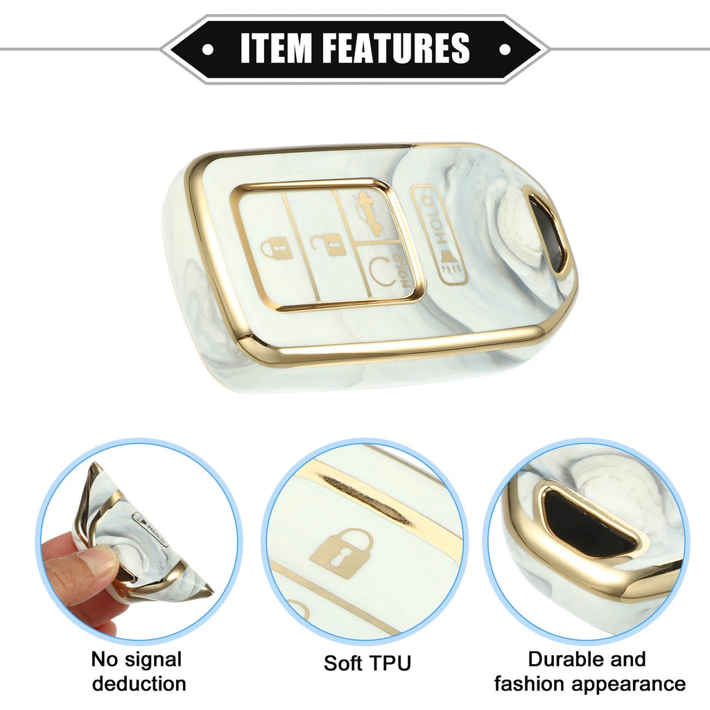 Key Fob Cover for Honda Accord (2018–2023) 5 Button TPU Gray Porcelain Pattern