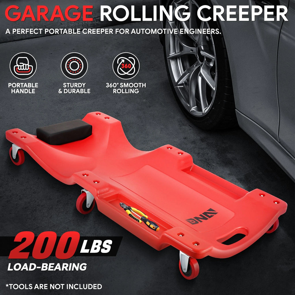 36" Low Profile Automotive Creeper for Vehicle Repair with Padded Headrest