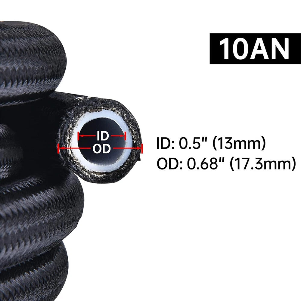 PTFE Fuel Line Kit for 8AN 10AN Nylon Braided Fuel Hose Fitting Kit