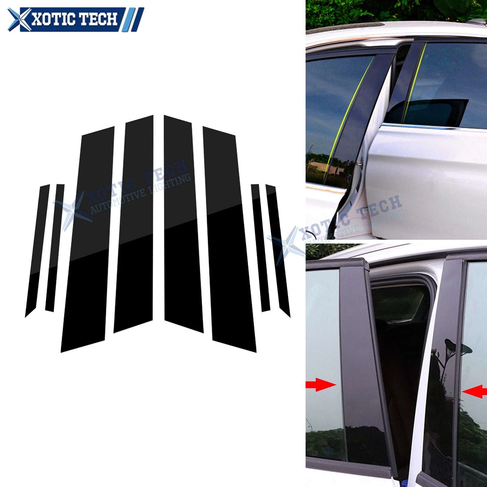 Piano Black Pillar Posts Side Door Window Protector for Honda Civic 2012–2015