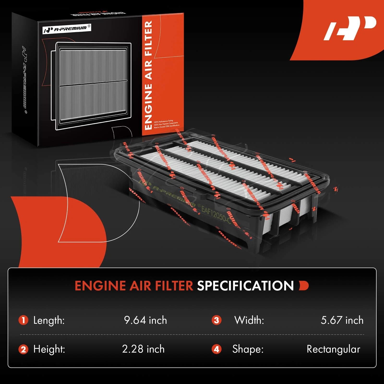 2X Engine Air Filter for Honda CR-V (2017–2022) Civic (2016–2021) L4 1.5L