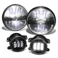 Chrome Housing LED Headlights + Projector Fog Lamps Combo Kit for Wrangler (2007–2018)