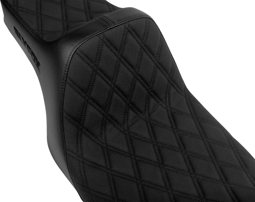 SLYFOX High Noon Seat for FLH/FLT (Double Diamond, Black Logo, Black Stitch)