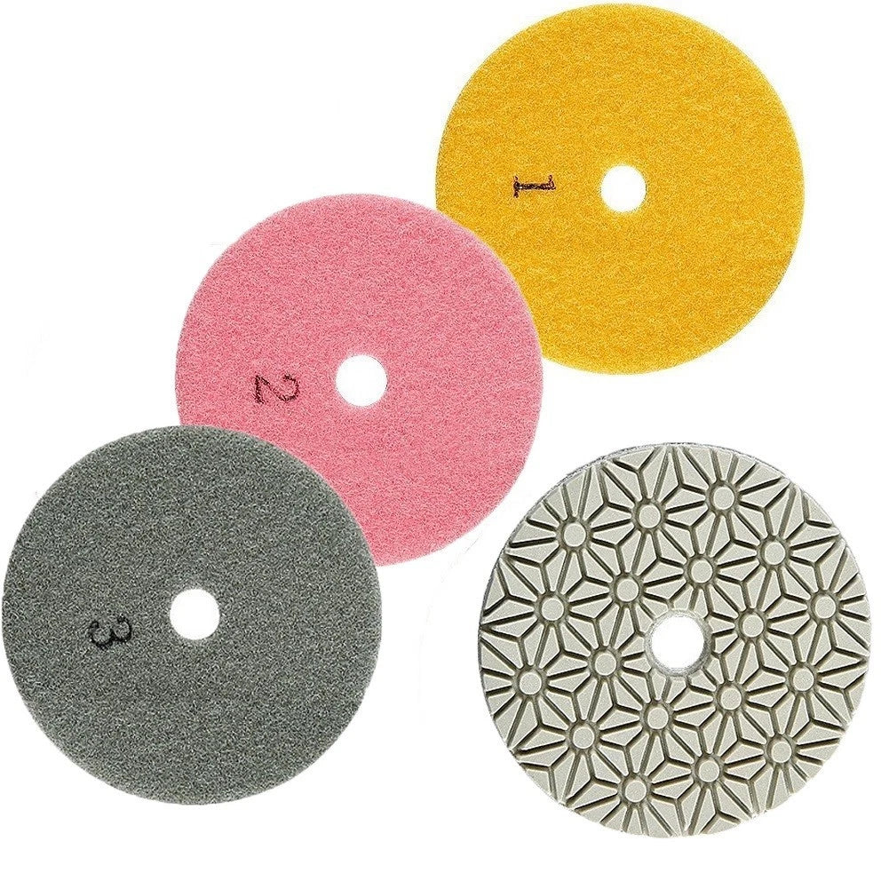 3PCS 4 Inch Diamond Polishing Pads for Granite Stone Marble