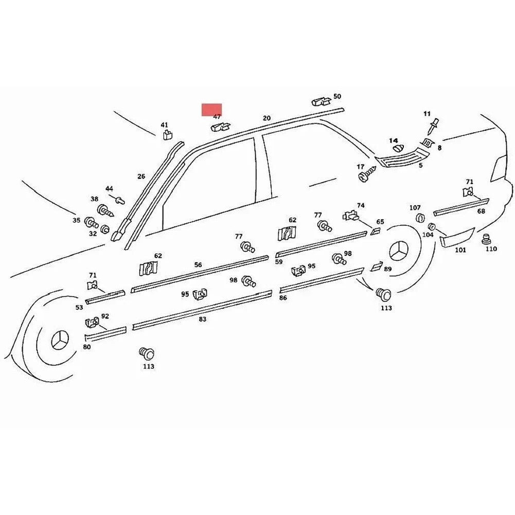 Roof Trim Clip A2016980160 for Mercedes W201 190E W124 200E 300E CLK (1982–1997)