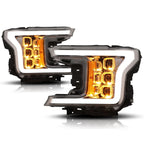 Sequential Square LED DRL Projector Headlights for Ford F150 (2018–2020)