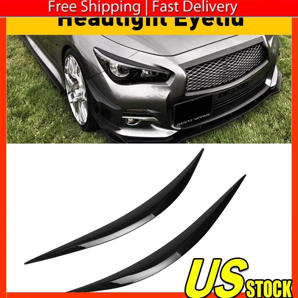 Headlight Eyelid Eyebrows for Infiniti Q50 (2014â2021) Gloss Black