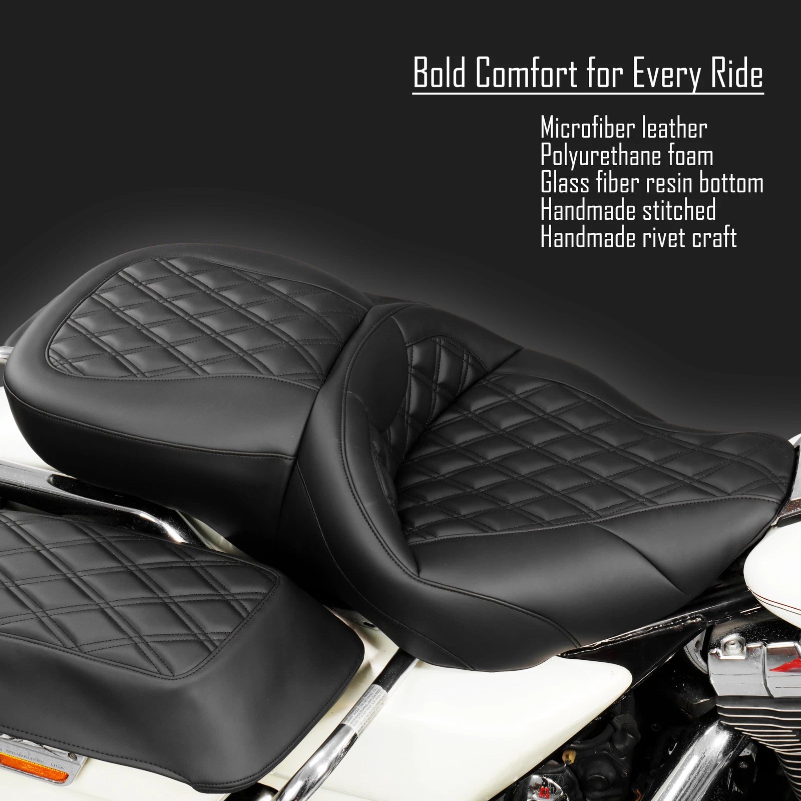 2X One Piece Vinyl Seat for Harley Touring FLHT/FLTR (1997–2007)
