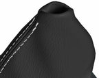 Leather Automatic Shift Boot Cover for BMW E60 (2004–2007) Black White Stitch