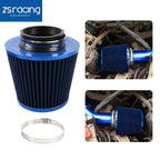 3" 76mm High Flow Inlet Cold Air Intake Cone Replacement Filter Blue
