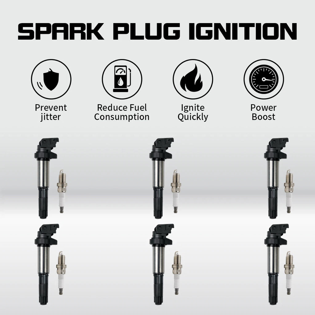 Set of 6 Ignition Coils + 6 Spark Plugs for BMW 320i 325i 525i 325Ci 330Ci M3 (2001–2008) UF515