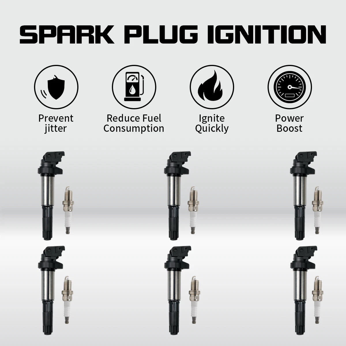 Set of 6 Ignition Coils + 6 Spark Plugs for BMW 320i 325i 525i 325Ci 330Ci M3 (2001–2008) UF515