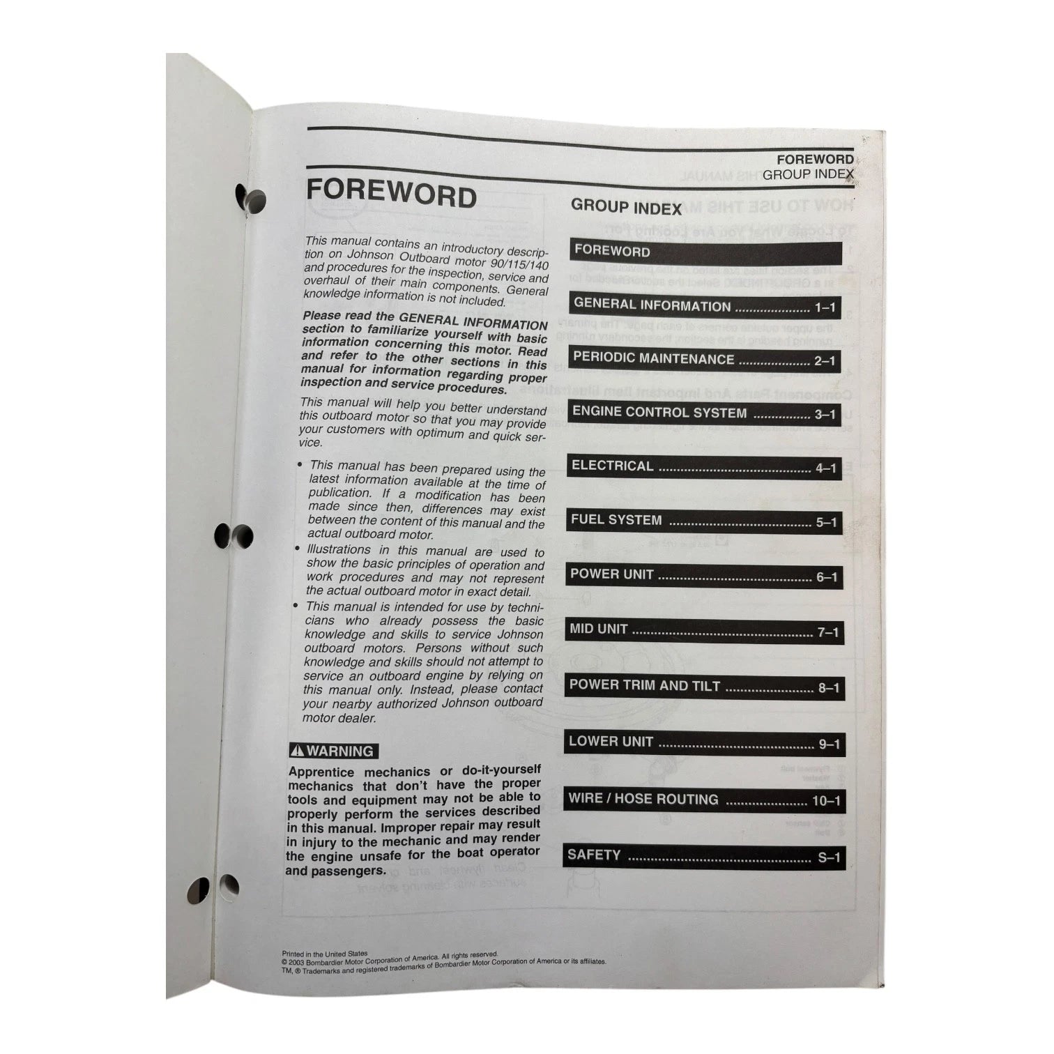 Evinrude Johnson 5005467 Service Manual for 90/115/140 HP (2003)