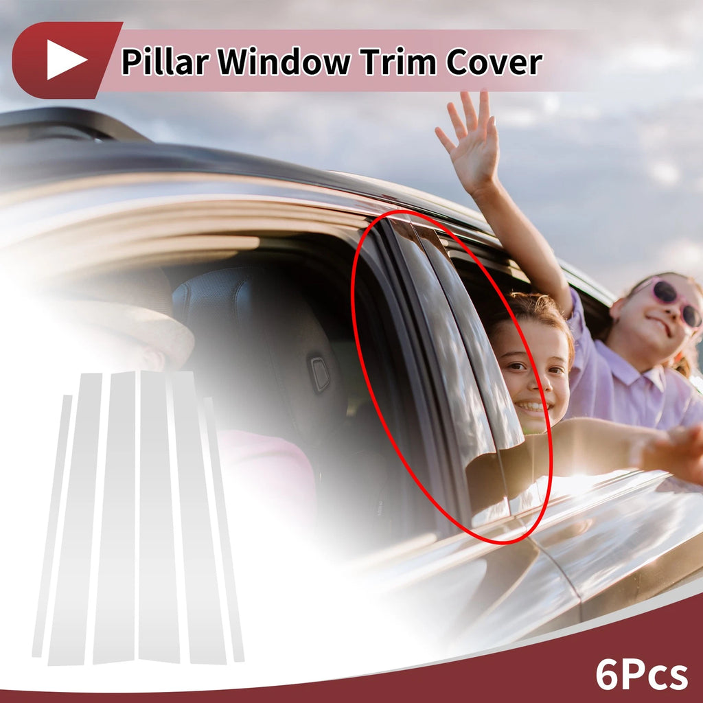 6 Pcs Car Door Pillar Window Trim for Toyota 4Runner (1996–2002) Silver Tone