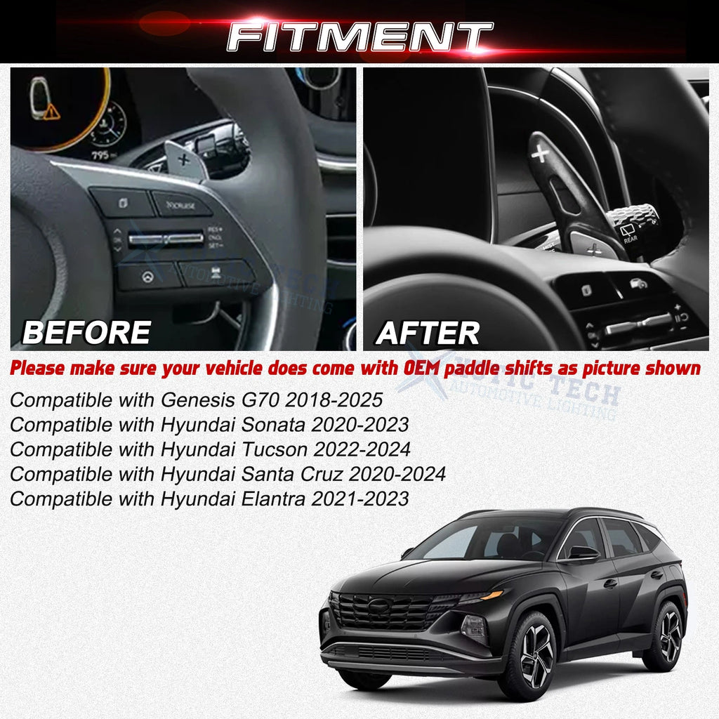 Black Aluminum Paddle Shifter Extension for Hyundai Sonata 2020-2023