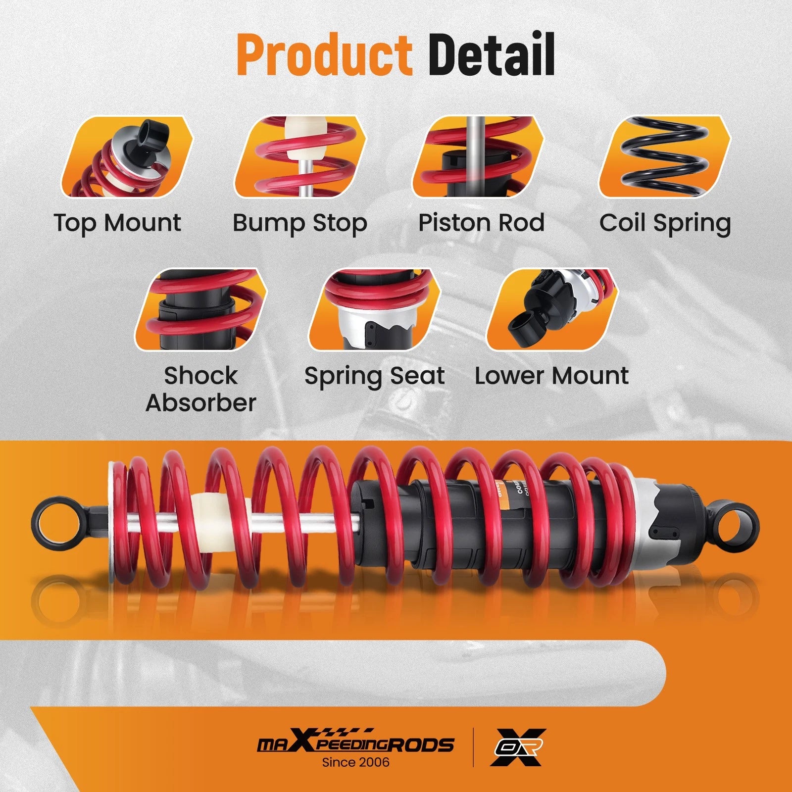 Rear Shocks Struts for Polaris Sportsman 400 500 600 700 800 (1996–2006)