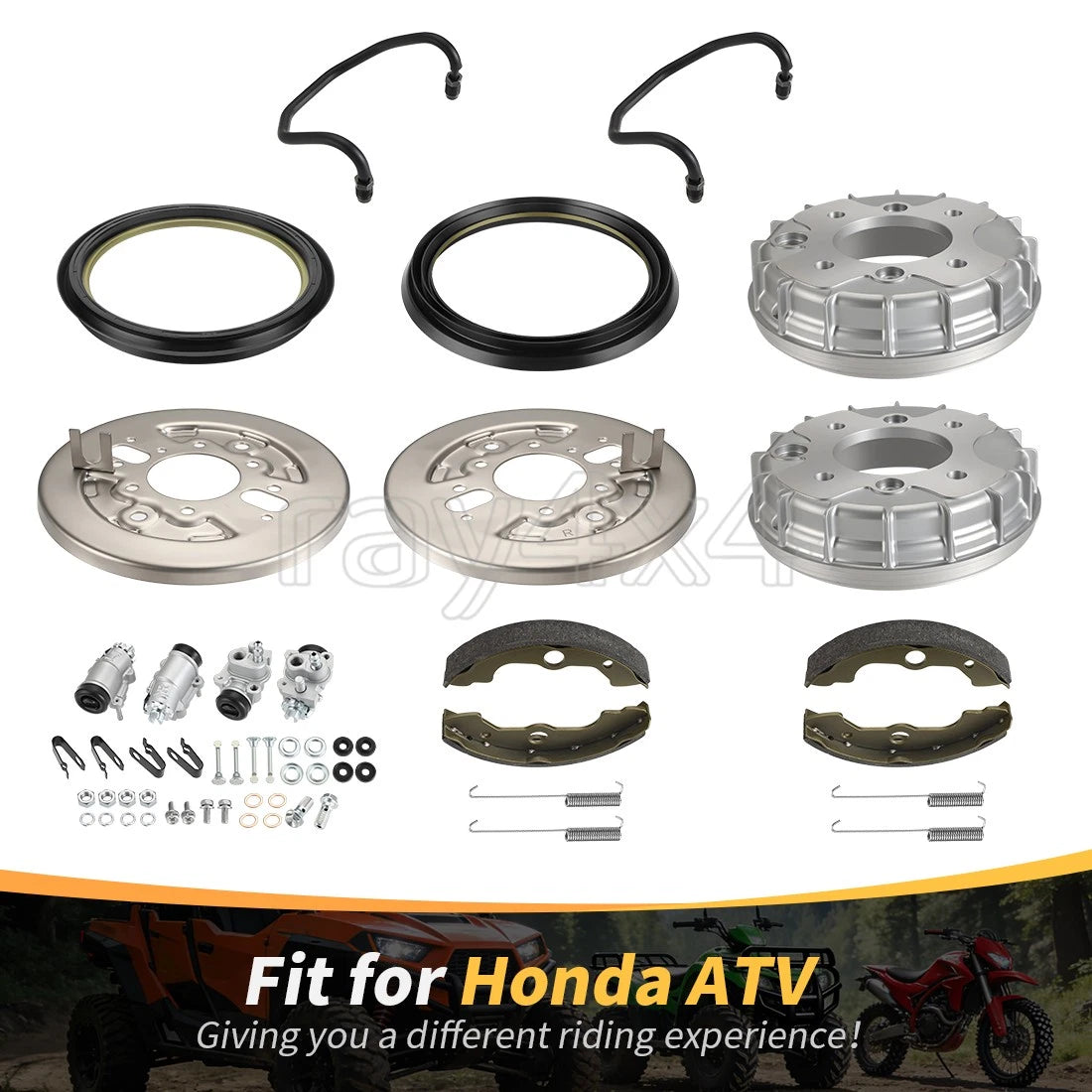 Front Brake Drum Shoes Kit & Wheel Cylinder for Honda FourTrax 300 (1995–2000)
