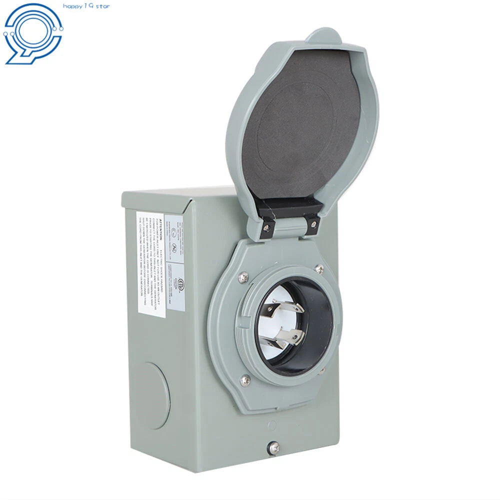 30 Amp 125V Waterproof Generator Power Inlet Box for Outdoor Use