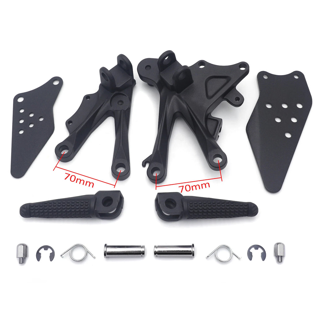 Front Footrest Peg Brackets for Kawasaki ZX10R (2006–2010) - Black