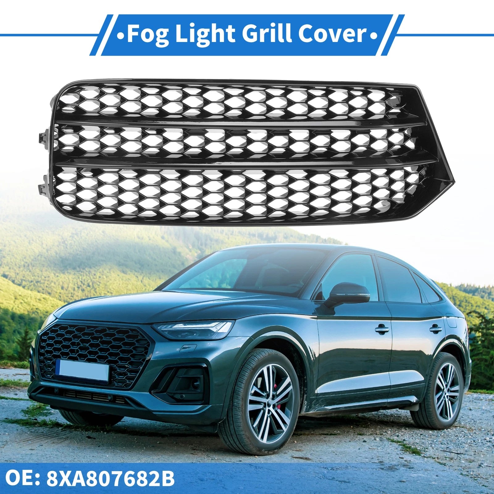 Fog Light Grill for Audi A1 (2010–2018) No. 8XA807682B Honeycomb Black