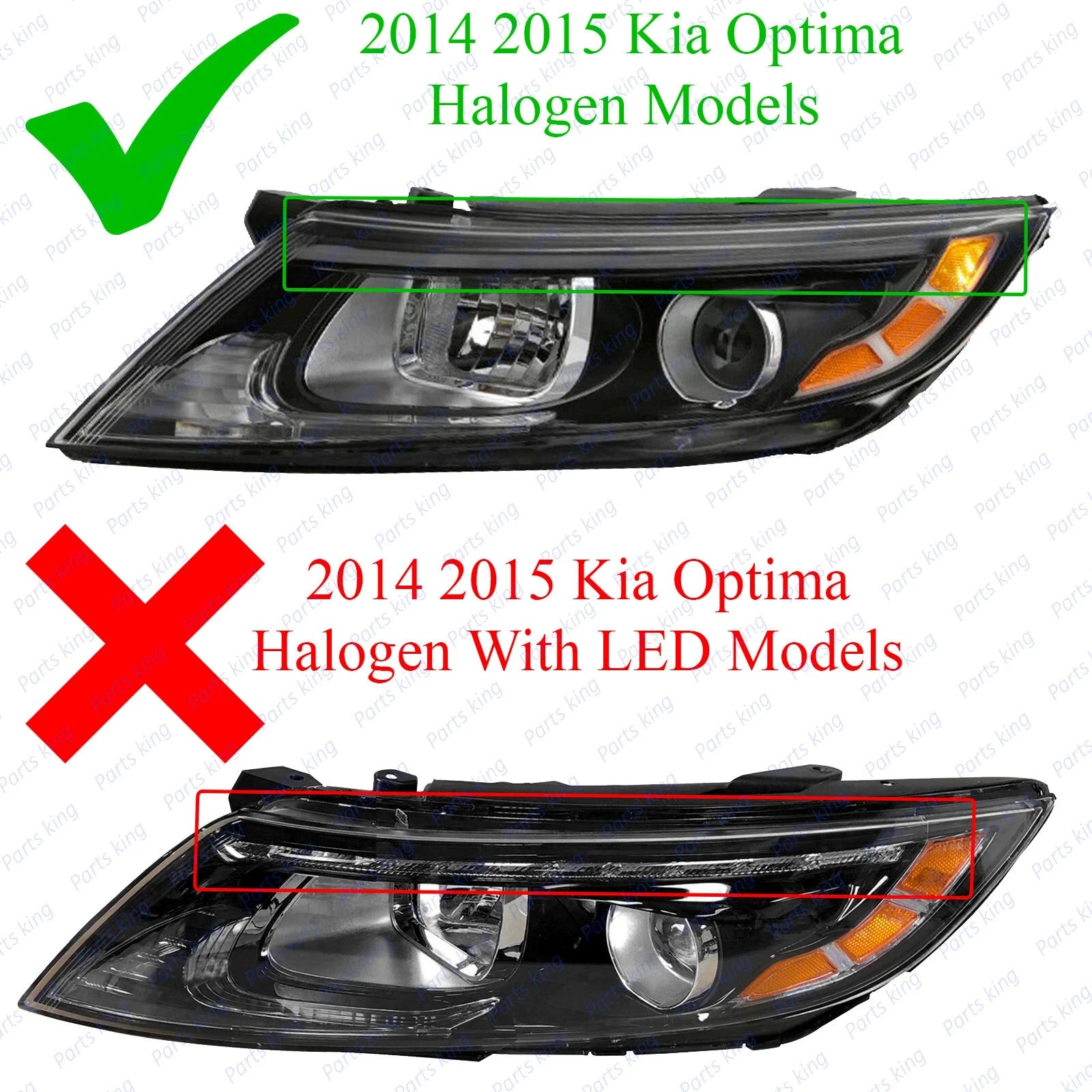 Halogen Headlight Projector Pair for Kia Optima (2014–2015)