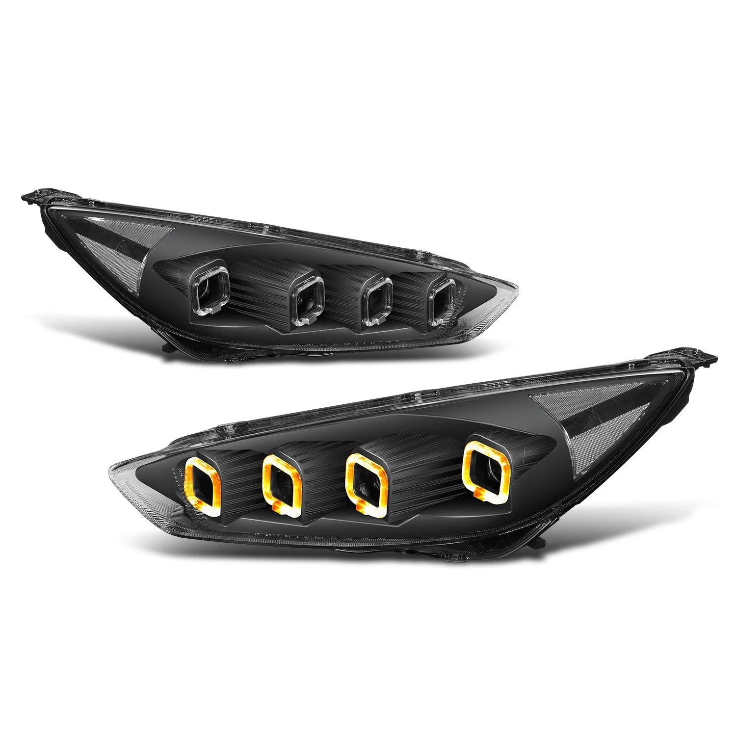 LED DRL Strip Headlights for Ford F150 (2004–2008) Black Housing Clear Corner