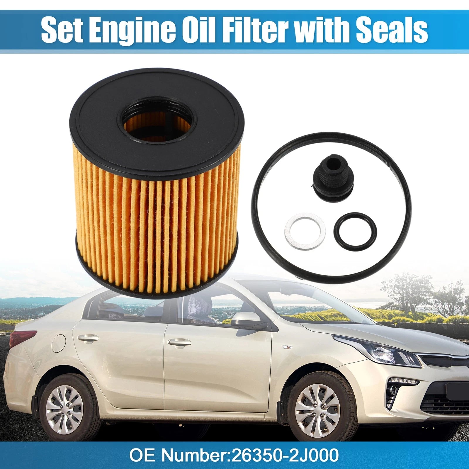 Set of 1 Engine Oil Filter 26350-2J000 for Hyundai Elantra 2.0L (2021–2022)