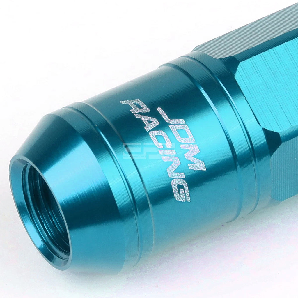 Open-End Aluminum Sky Blue Lug Nuts + Adapter M12x1.25 for