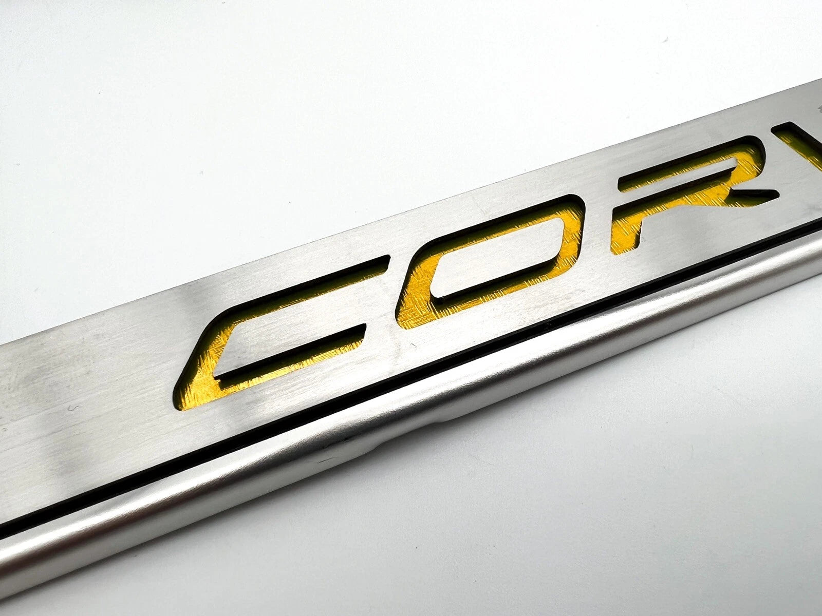 Stainless Steel License Plate Frame with Yellow Carbon Fiber for Corvette (C7) (2014–2019)