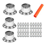 Set of 4 Rear Chrome Wheel Axle Hub Covers for Semi
