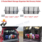 Adjustable Three-Pocket Nylon Cargo Net Storage Bag for MPV SUV Vans (—–—)