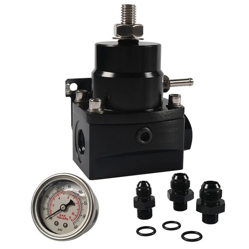 6AN 8AN Fuel Injector Pressure Regulator Kit with Oil Gauge for Universal