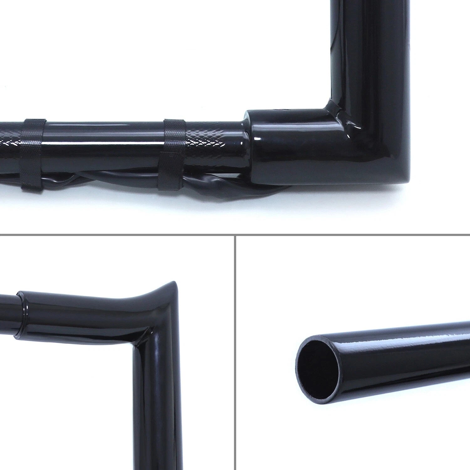 12" Prewired Black Ape Hanger Handlebar for Harley Dyna Softail Road King (1996–2006)