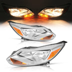Clear Headlight Assembly Set for Ford Focus (2012-2014) L+R with Bulb