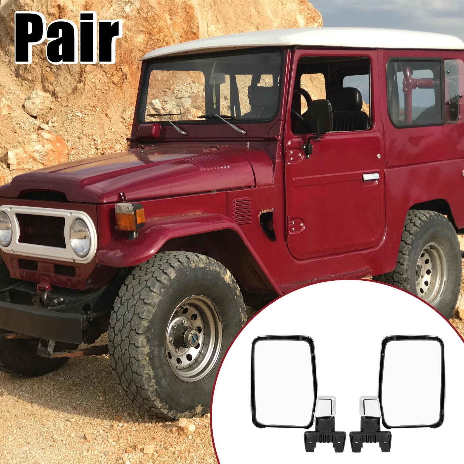 Pair Rear View Side Mirrors for Toyota Land Cruiser (1980–1996)