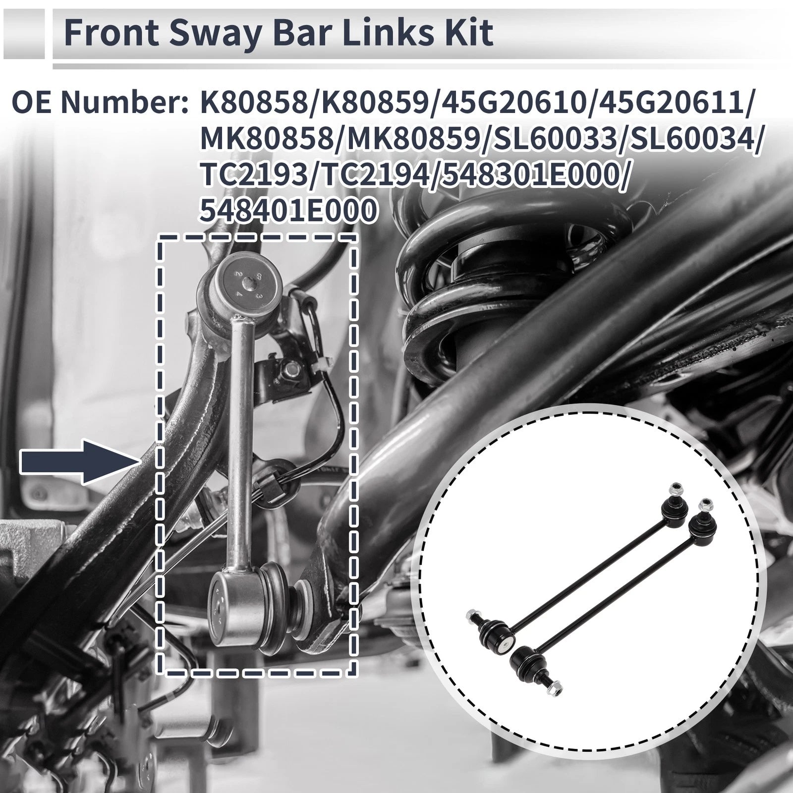 Set of 2 Front Stabilizer Bar Links for Hyundai Accent (2010–2017) No.K80858