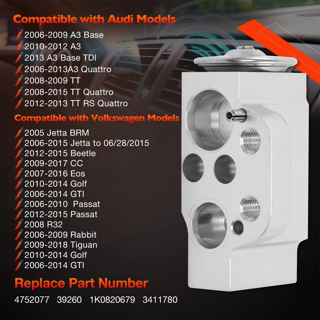 A/C Expansion Valve for VW Jetta Beetle Golf CC Passat Audi A3 TT (2005–2015)
