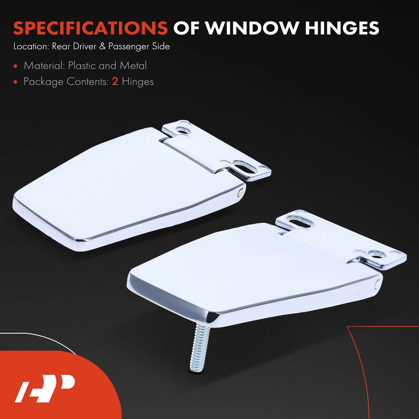 2X Chrome Liftgate Glass Hinge for Jeep Wrangler (1987–1995)