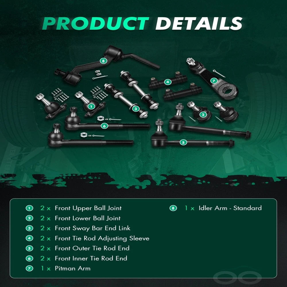 14x Pitman Idler Arm Ball Joint Tie Rod Ends Kit for GMC C1500 C2500 (1988–1991)