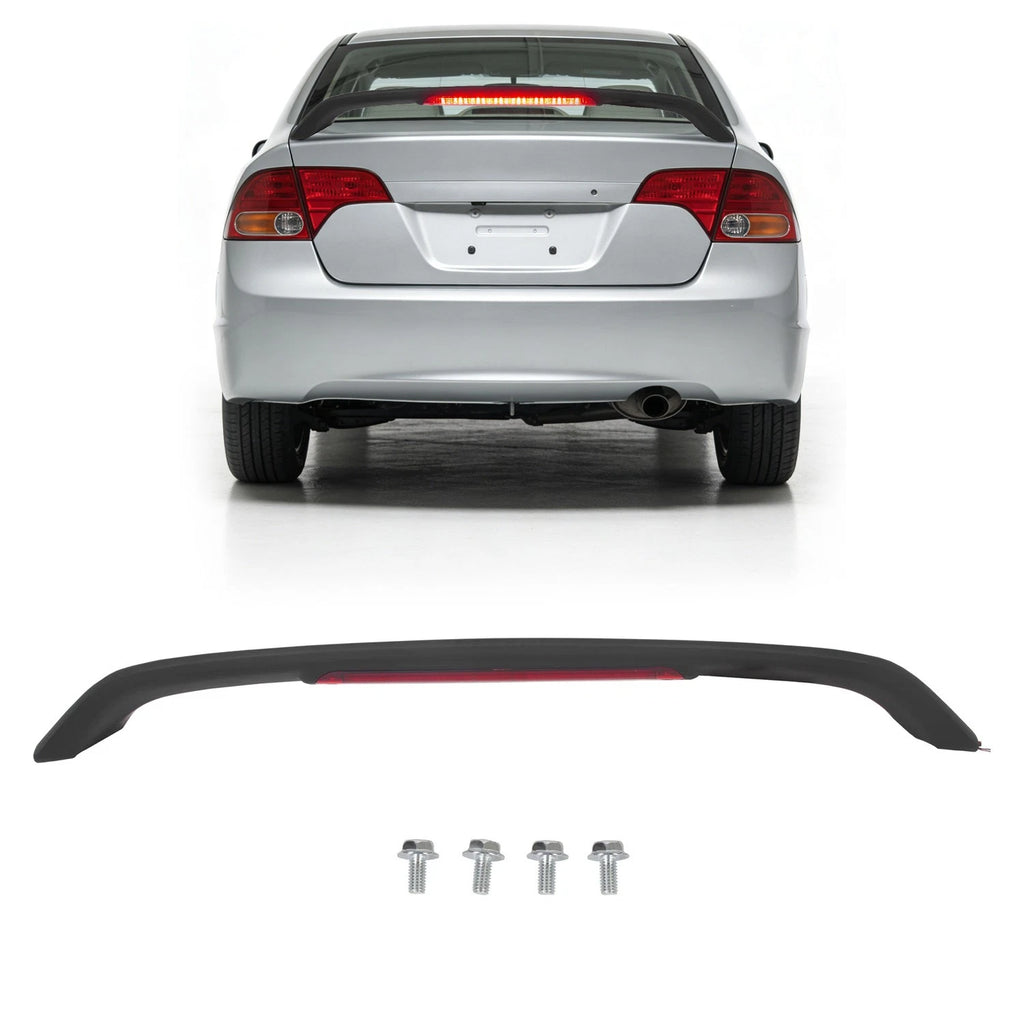 Paintable Trunk Spoiler Wing for Honda Civic 4DR (2006–2011) SI, LED Brake Light