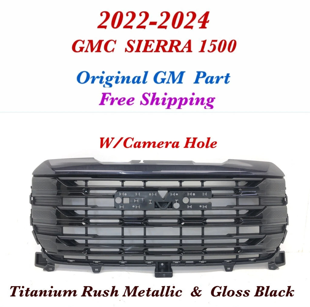 Front Upper Grille for GMC Sierra 1500 (2022–2024) - Titanium Rush Metallic 45