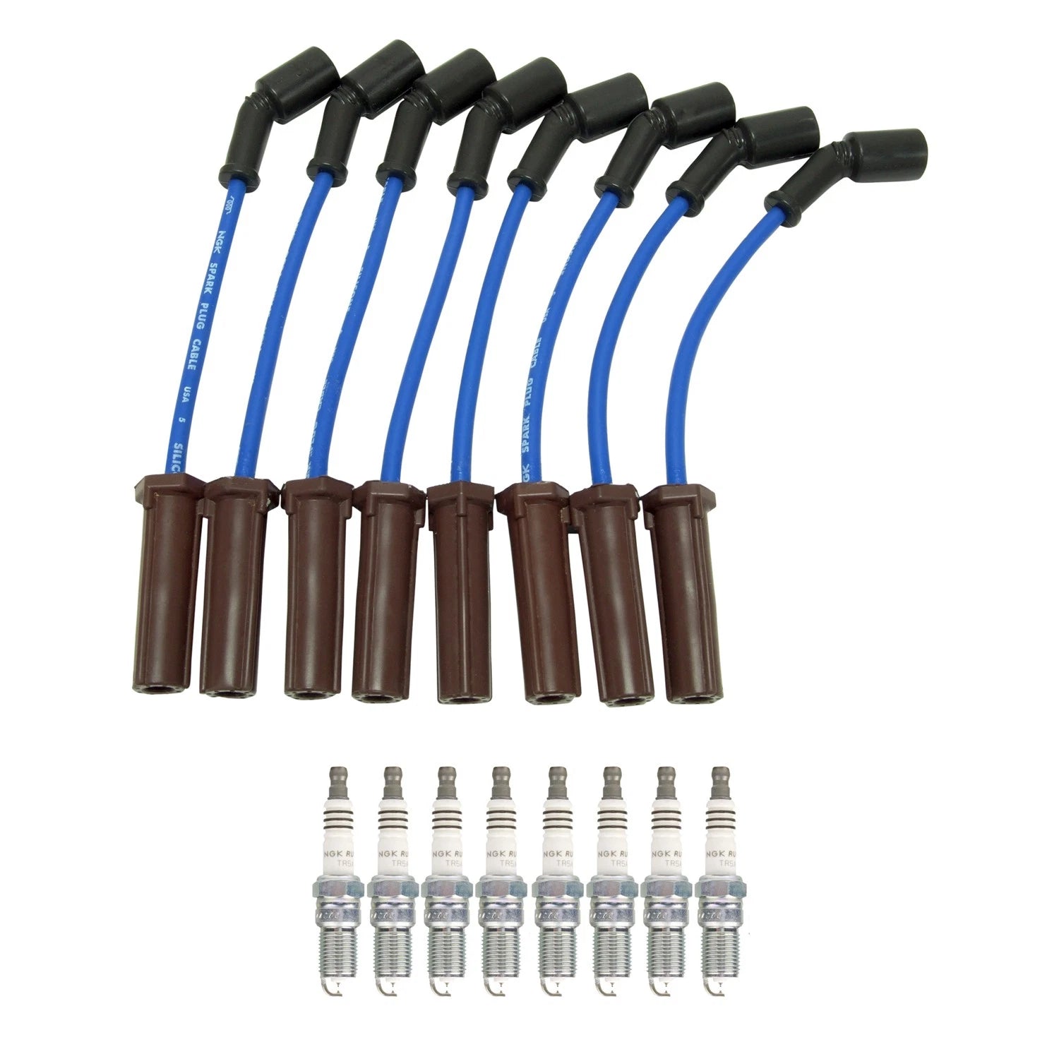 NGK Wire Set & 8 Ruthenium HX Spark Plugs for Silverado 1500 Tahoe (2007–2013)