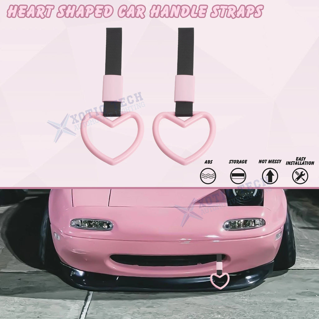 Pink Heart Hand Ring Straps Loop Circle Decoration for Car (2-Pack)