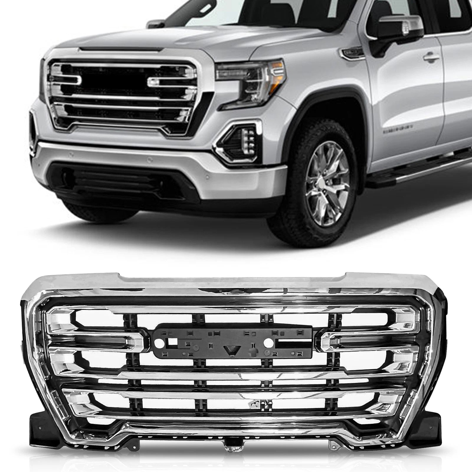Chrome Front Upper Grille for GMC Sierra 1500 (2019–2021)