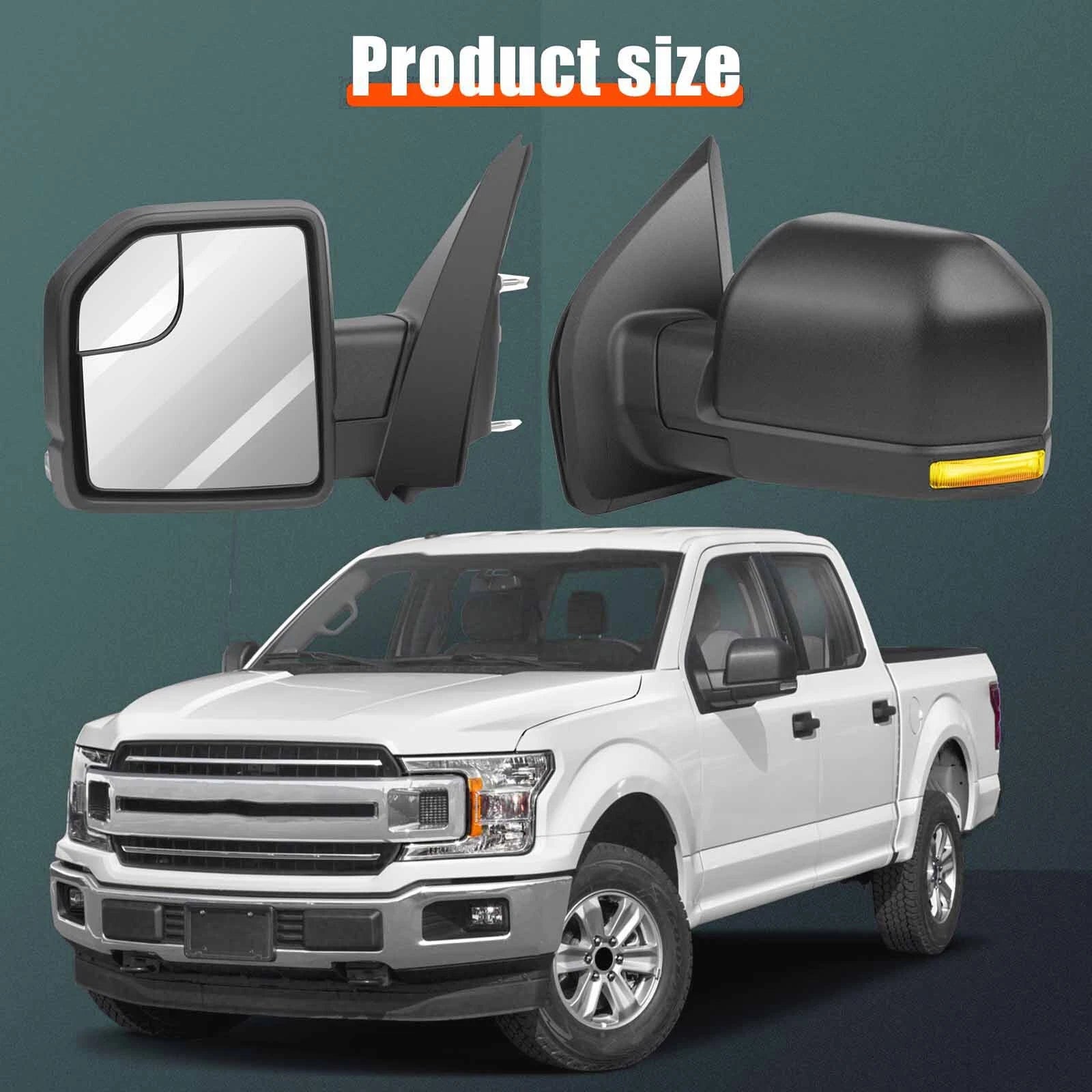 Power Heated Turn Signal Tow Side Mirrors Pair for Ford F-150 (2015–2020)